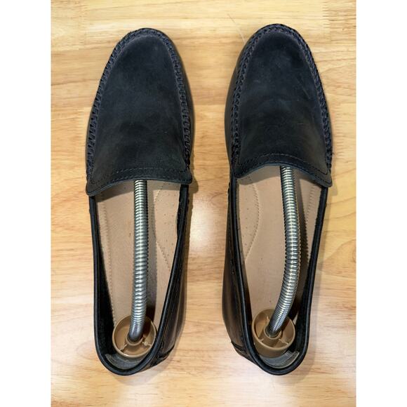 Frye Lewis Venetian Loafers Moccasin Toe Leather Driving Shoes Black Mens 9.5 - Picture 7 of 11